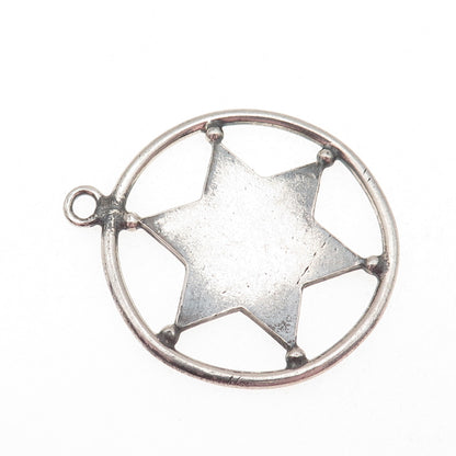 925 Sterling Silver Vintage Star of David Oxidized Pendant