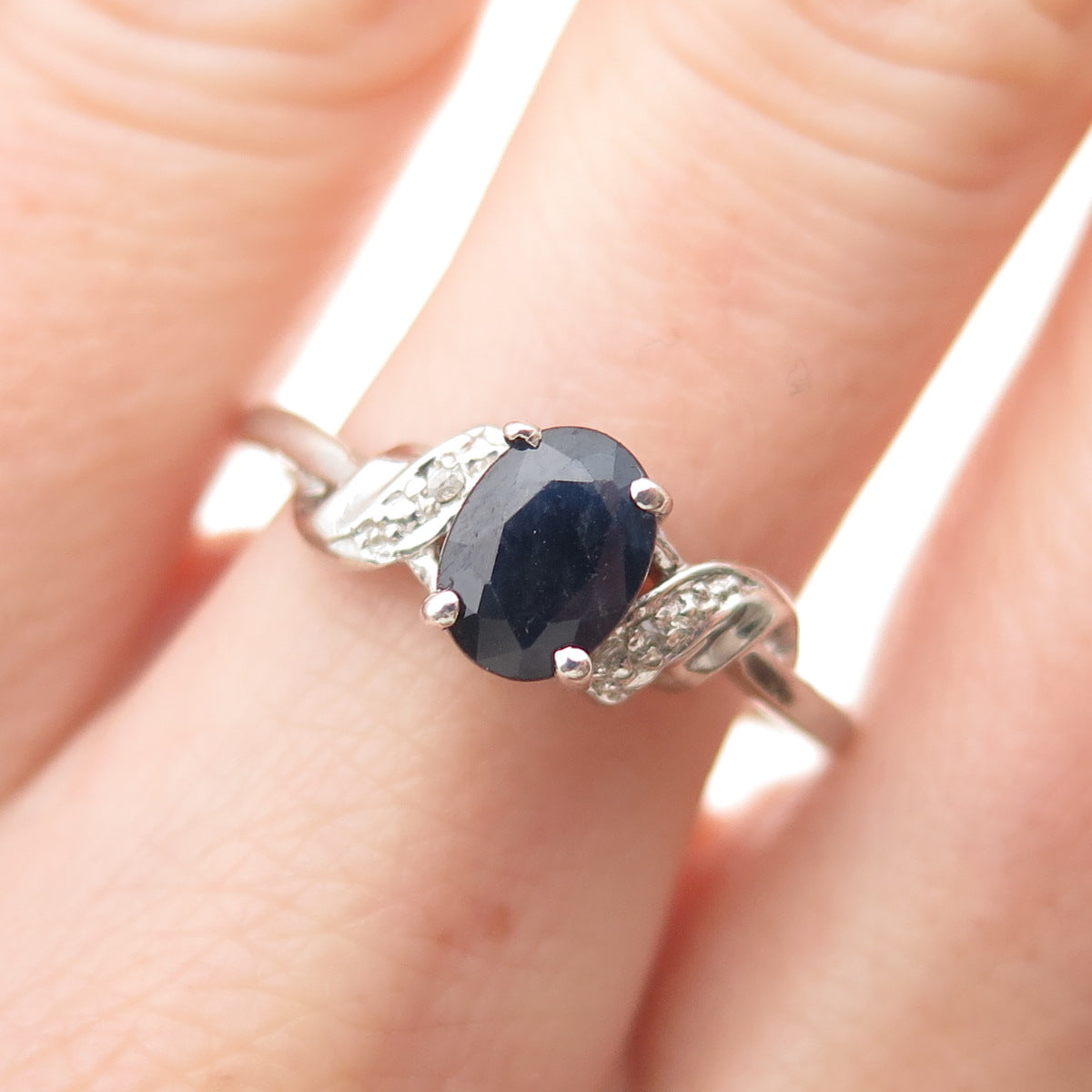 Chuck Clemency 925 Sterling Silver Vintage Real Diamond & Sapphire Ring Size 9