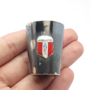 925 Sterling Silver Antique Enamel WWII "Kaiserslautern" Shot Glass