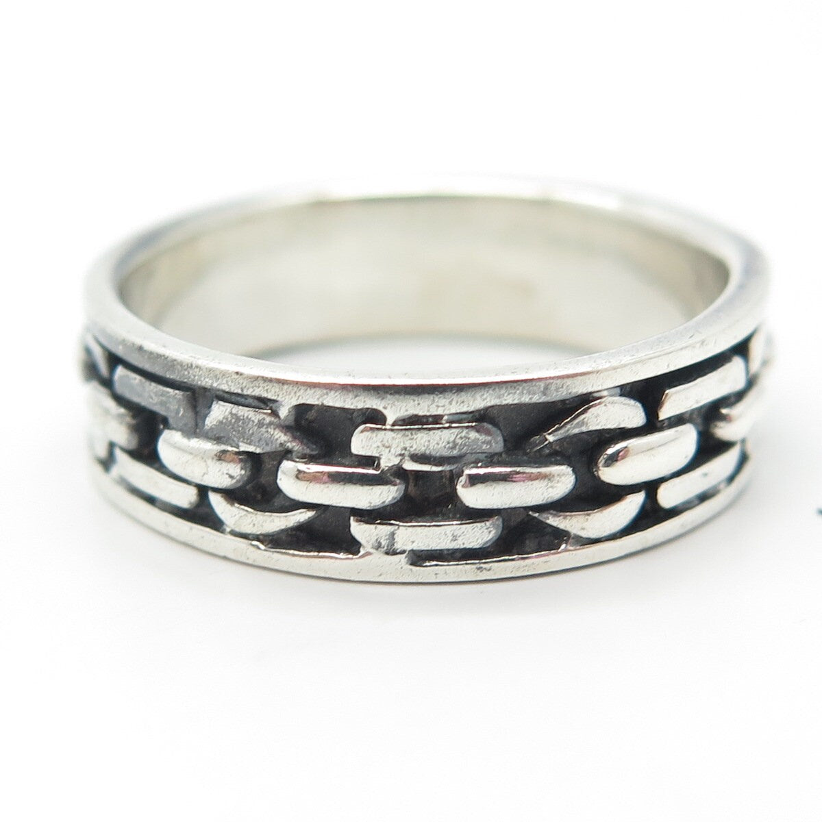 925 Sterling Silver Vintage Chain Band Ring Size 13.25