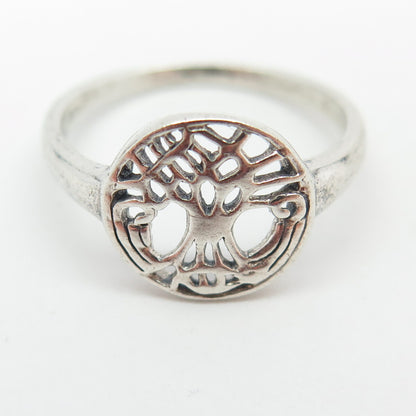 925 Sterling Silver Vintage Tree of Life Ring Size 7.75