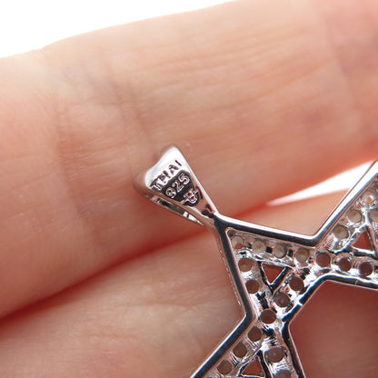 UNCAS 925 Sterling Silver Round-Cut Blue C Z Star of David Charm Pendant