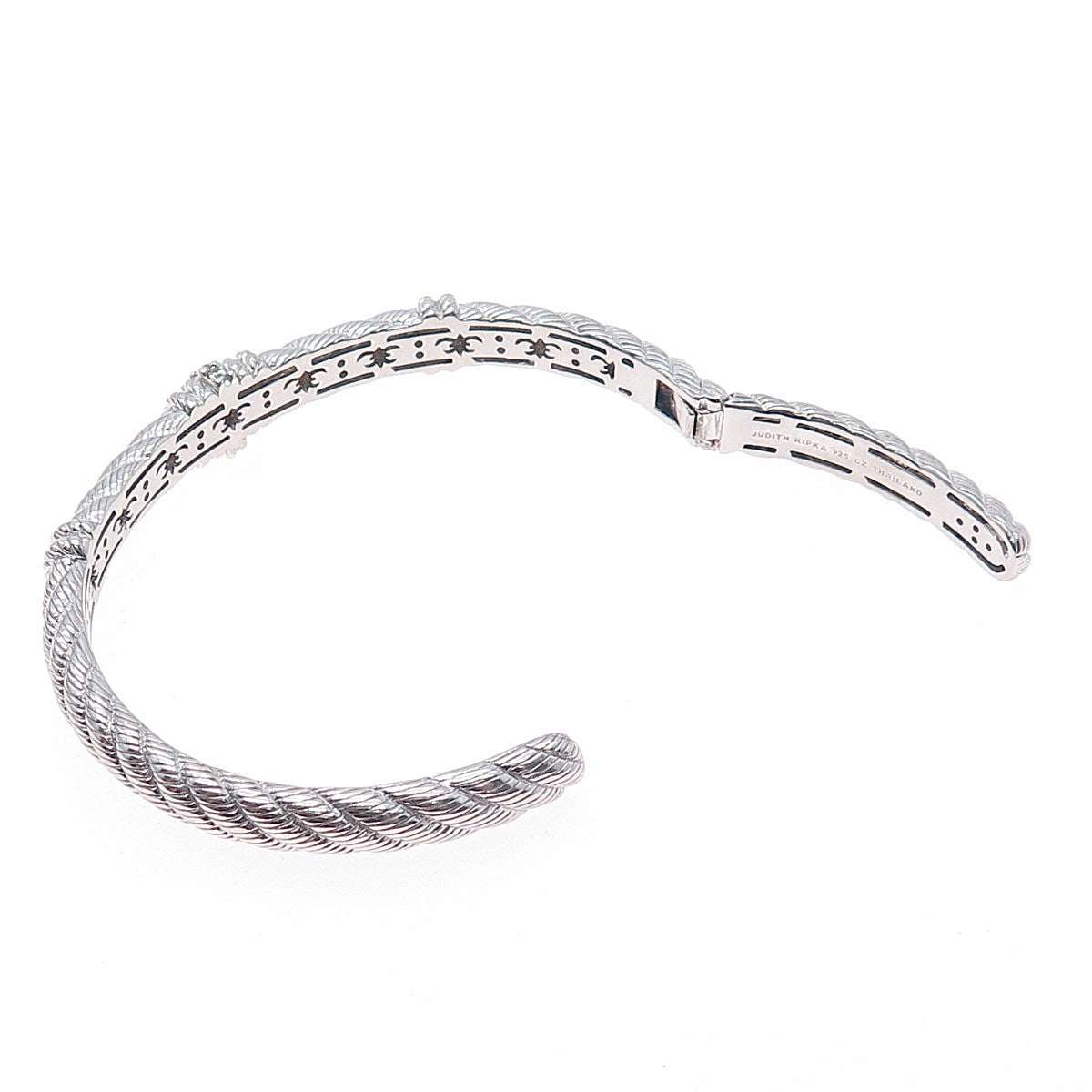 JUDITH RIPKA 925 Sterling Silver Round-Cut C Z Adjustable Cuff Bracelet 7"