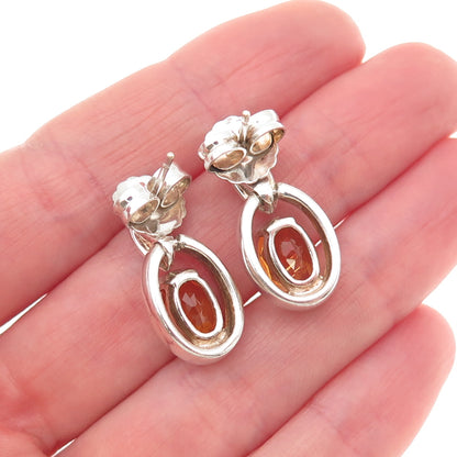 Lorenzo 970 Silver 18K Gold Real Oval-Cut Citrine Dangle Earrings