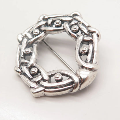 925 Sterling Silver Vintage Italy Ornate Pin Brooch