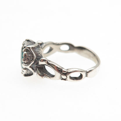 925 Sterling Silver Vintage Real Bisbee Turquoise Modernist Ring Size 5.75