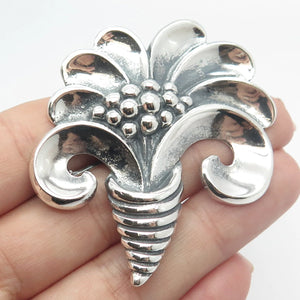 925 Sterling Silver Vintage Viking Craft Reg. U.S.Patt Off. Floral Pin Brooch