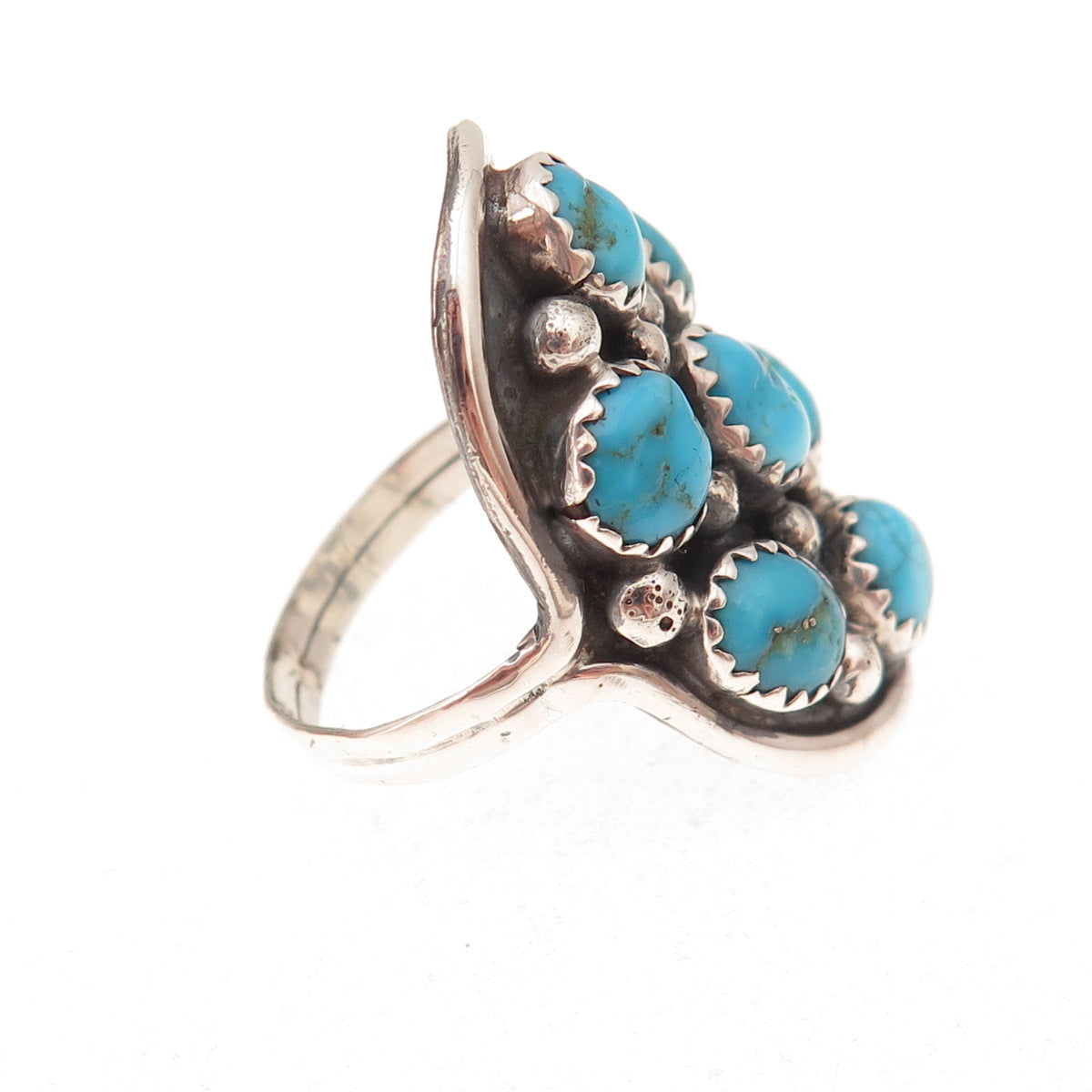 Les Hill Navajo Old Pawn Sterling Silver Vintage Turquoise Tribal Ring Size 9