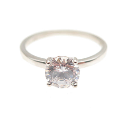 925 Sterling Silver Round-Cut C Z Engagement Ring Size 4.5