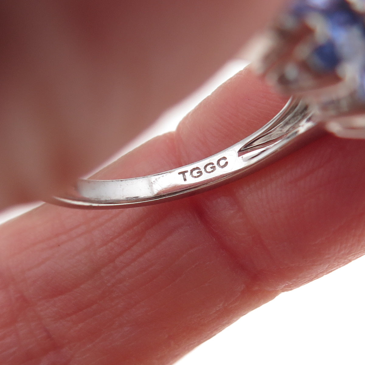925 Sterling Silver Real Tanzanite & White Topaz Floral Ring Size 8
