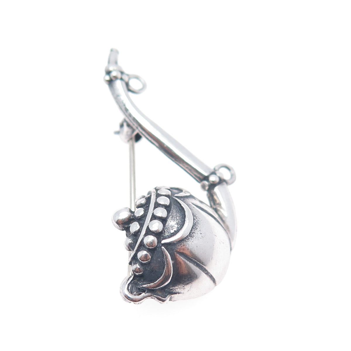 925 Sterling Silver Antique Art Deco Smoking Pipe Oxidized Pin Brooch