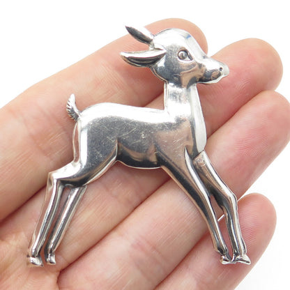 925 Sterling Silver Vintage Bambi Fawn Pin Brooch