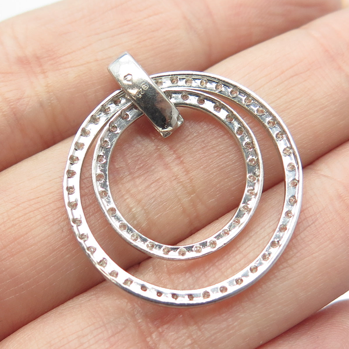 925 Sterling Silver White C Z Circle of Life Pendant