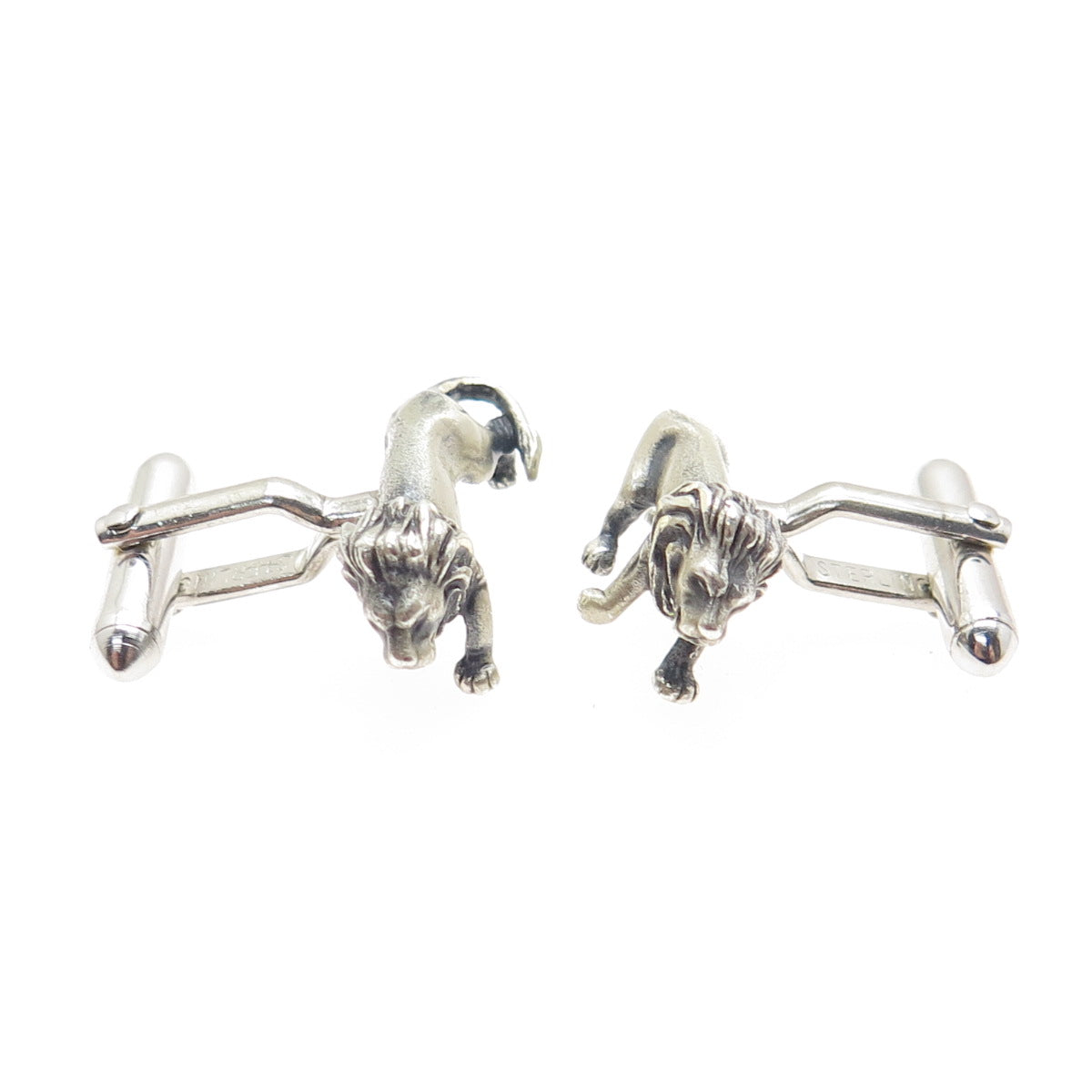 925 Sterling Silver Antique Lion / Leo Zodiac Sign Cufflinks