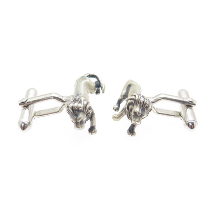 925 Sterling Silver Antique Lion / Leo Zodiac Sign Cufflinks