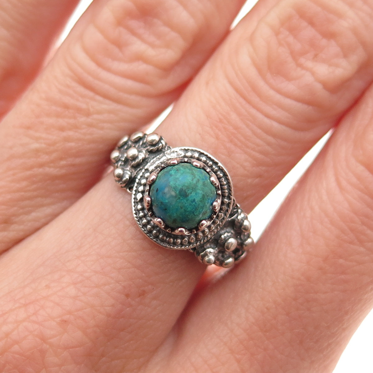 925 Sterling Silver Vintage CP Israel Real Eilat Oxidized Ring Size 7