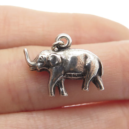 925 Sterling Silver Antique Art Deco Elephant Minimalist Charm Pendant