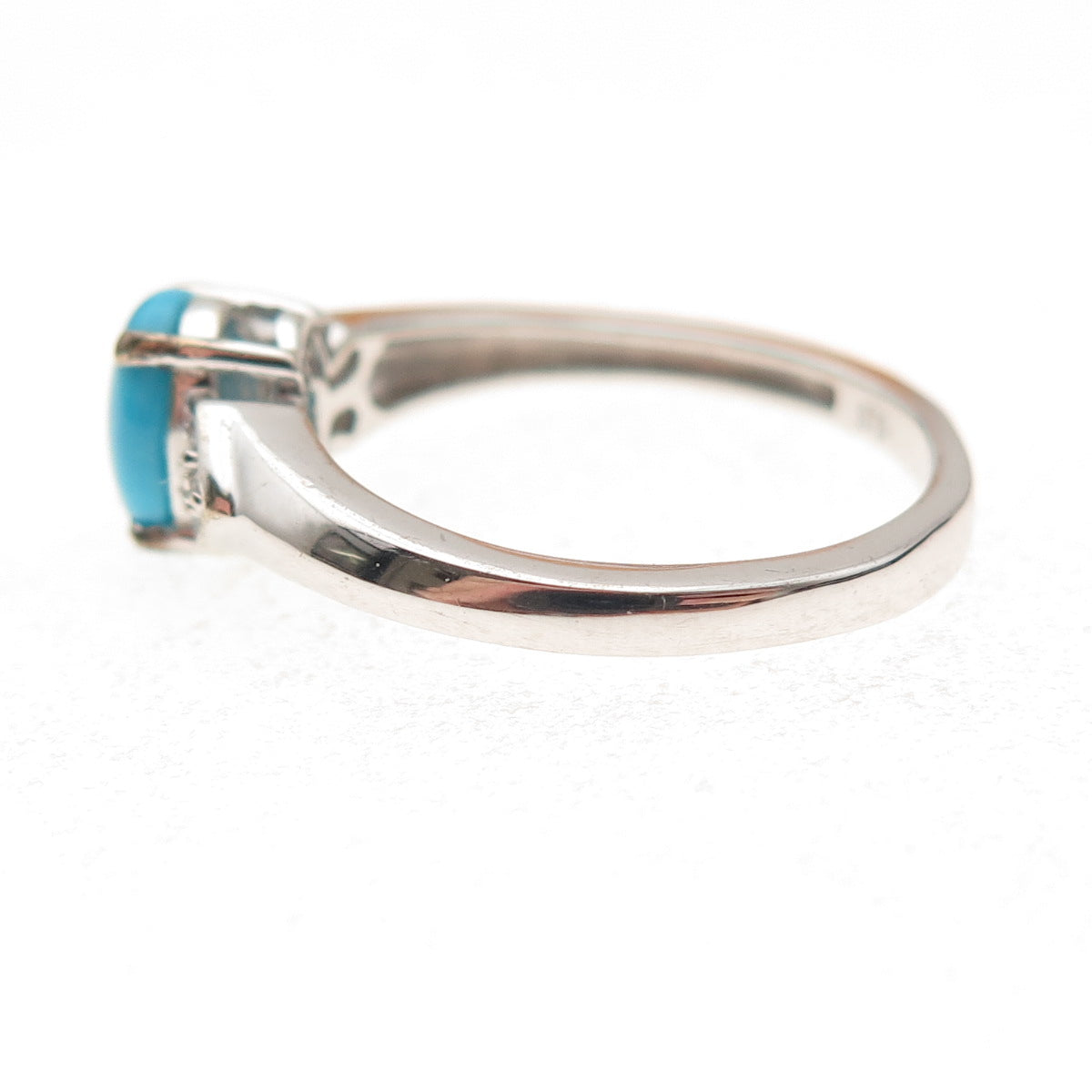 Chuck Clemency 925 Sterling Silver Real Turquoise & White Topaz Ring Size 8.25