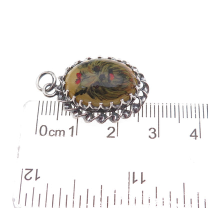 Paul Edward Bunn Sterling Vintage 1977 Doublet Agate Yorkshire Terrier Pendant