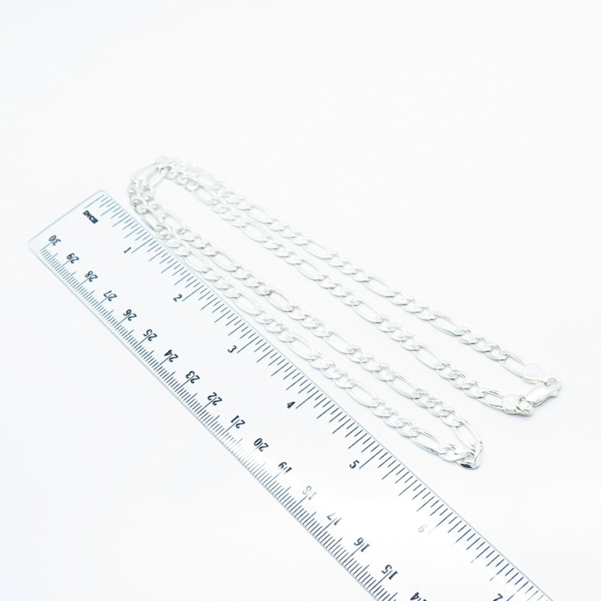 925 Sterling Silver Italy Figaro Chain Necklace 22"