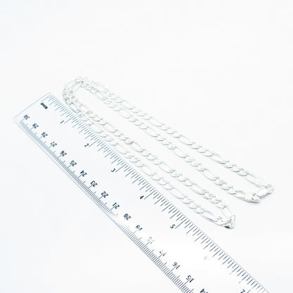 925 Sterling Silver Italy Figaro Chain Necklace 22"