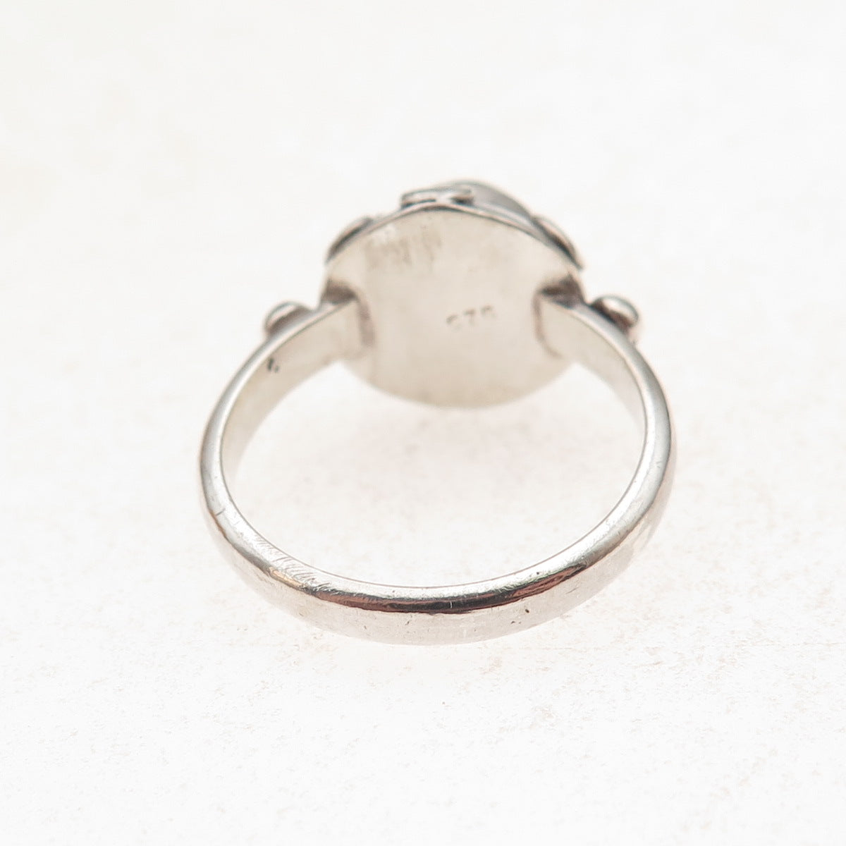 925 Sterling Silver Vintage Real Moonstone Spiral Oxidized Ring Size 7.5