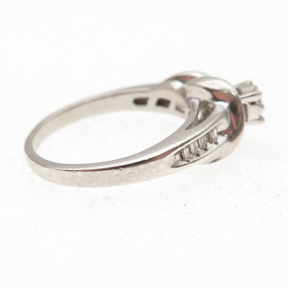 925 Sterling Silver Real Diamond Engagement Ring Size 7