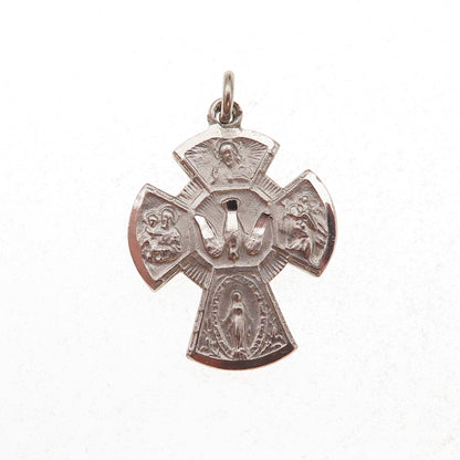 Chapel 925 Sterling Silver Filled Antique Art Deco 4-Way Cross Charm Pendant