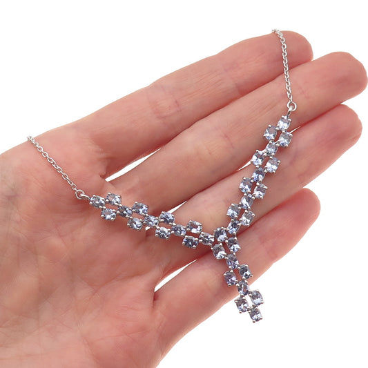 Chuck Clemency 925 Sterling Silver Real Iolite Cable Chain Necklace 18"