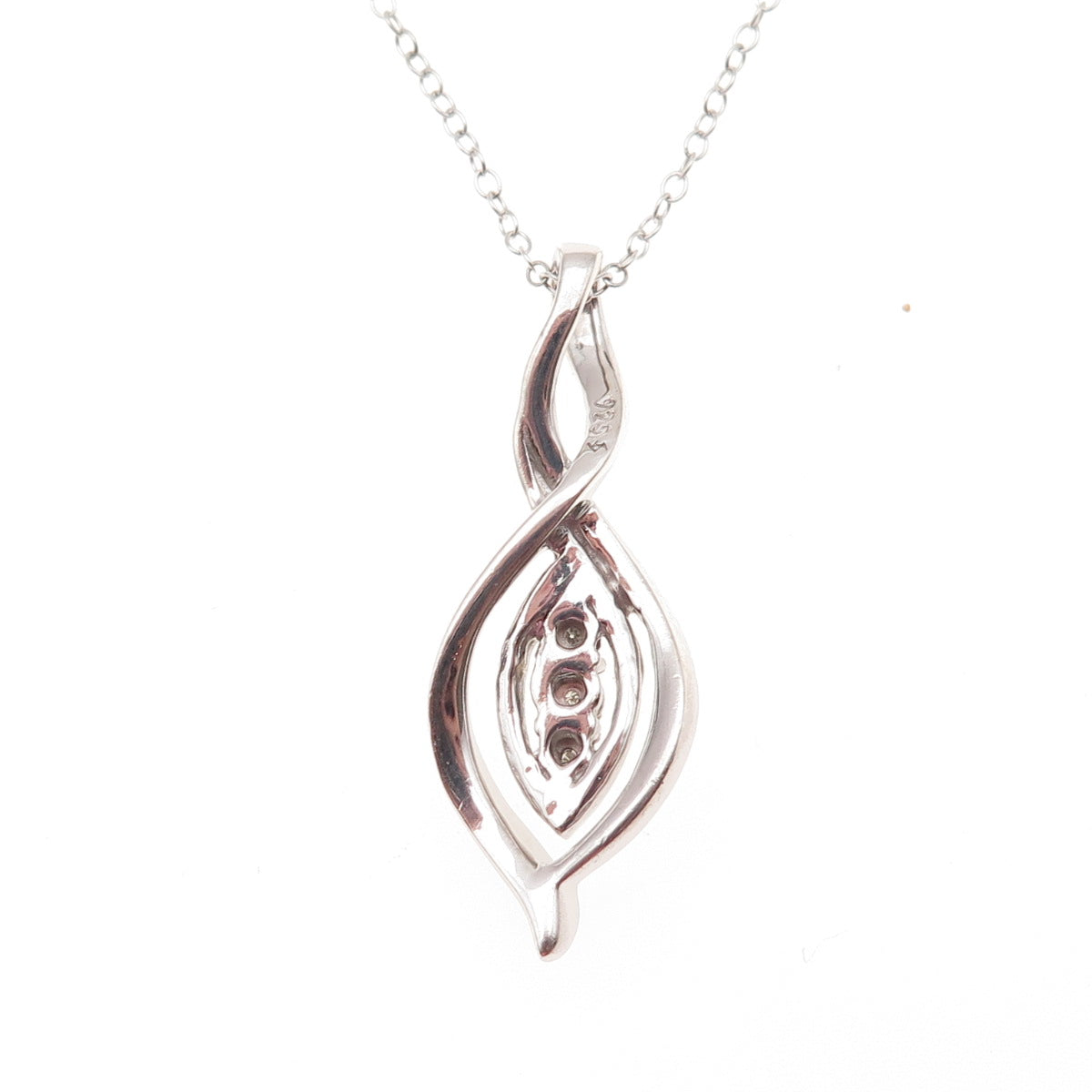 925 Sterling Silver Real Blue & White Diamond Infinity Cable Chain Necklace 18"