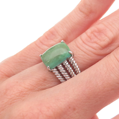 925 Sterling Silver Real Royston Turquoise 3-Row Ring Size 6