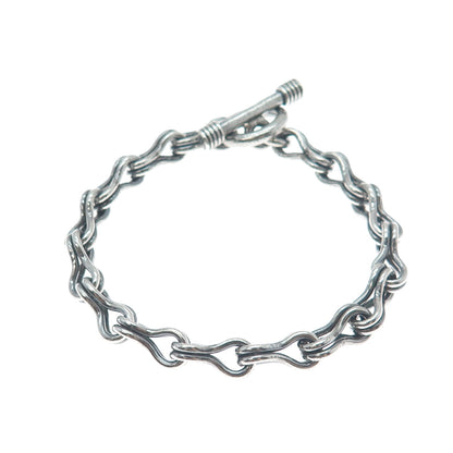 925 Sterling Silver Vintage Spiga Oxidized Link Bracelet 6.5"