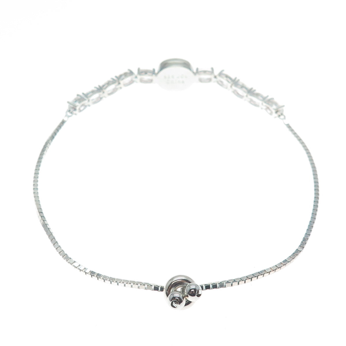 925 Sterling Blue & White Topaz Interchangeable Adjustable Bolo Bracelet 6-9.75"