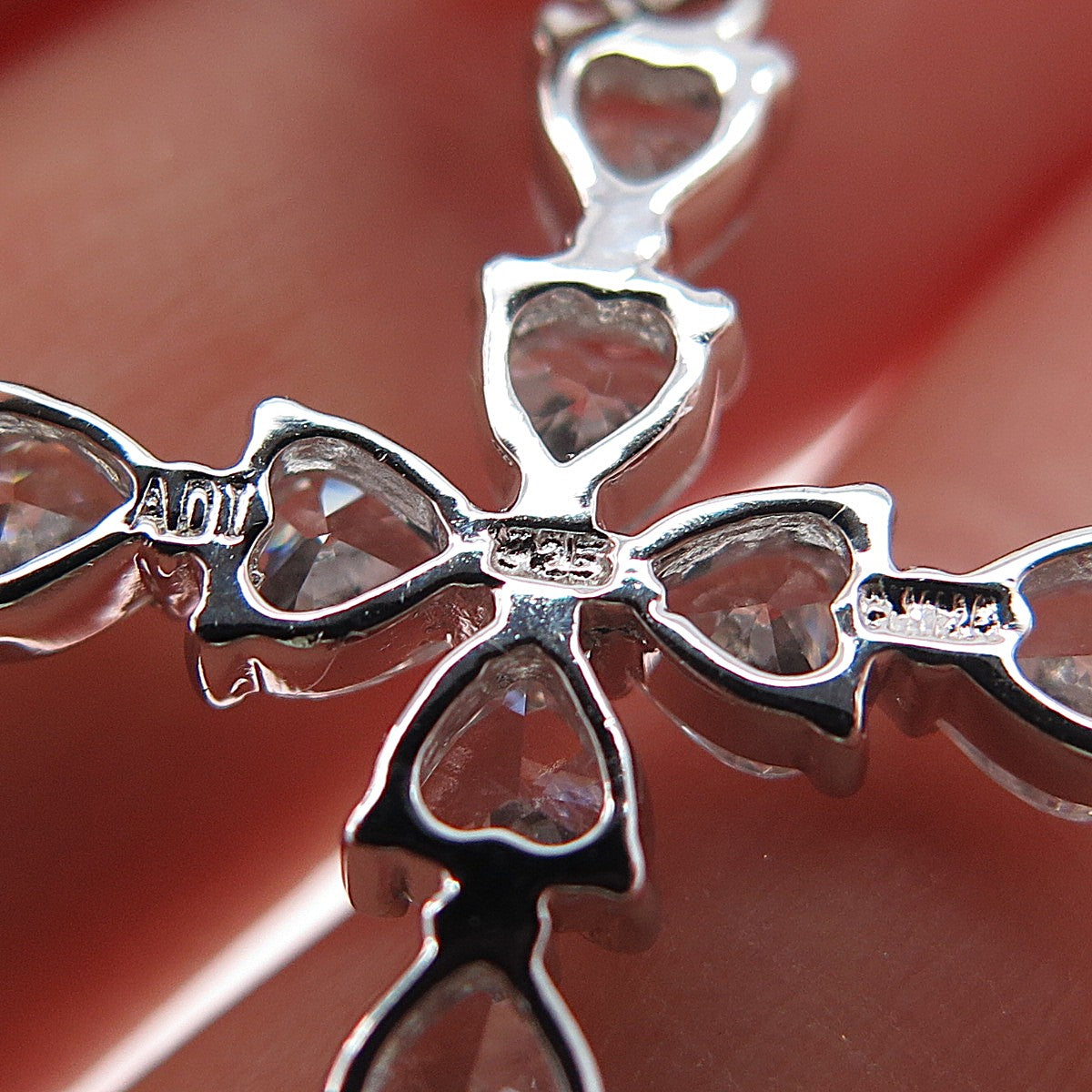 925 Sterling Silver Heart-Cut C Z Cross Charm Pendant