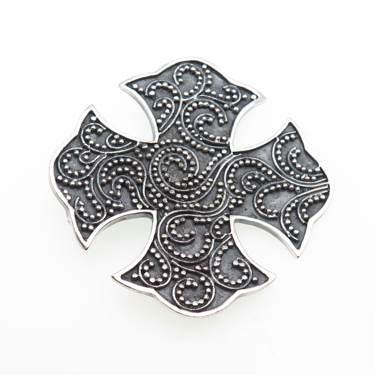 CFJ Collins Fine Sterling Silver Vintage Granulated Cross Oxidized Slide Pendant