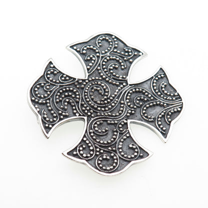 CFJ Collins Fine Sterling Silver Vintage Granulated Cross Oxidized Slide Pendant