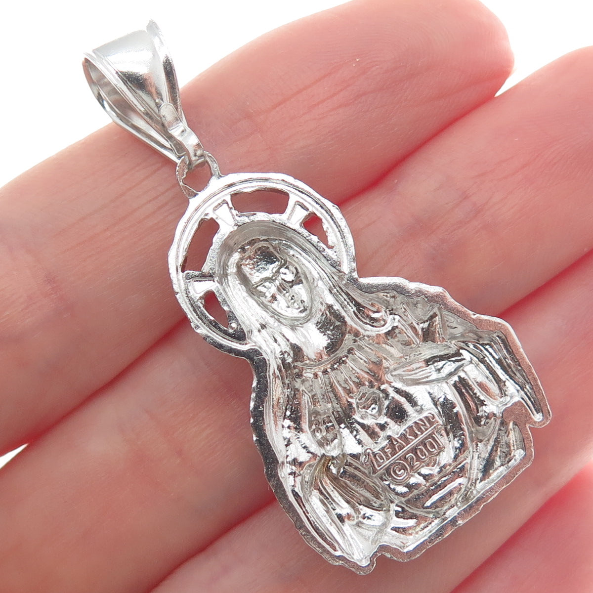 ONE OF A KIND 925 Sterling Silver Vintage 2001 Jesus Religious Pendant
