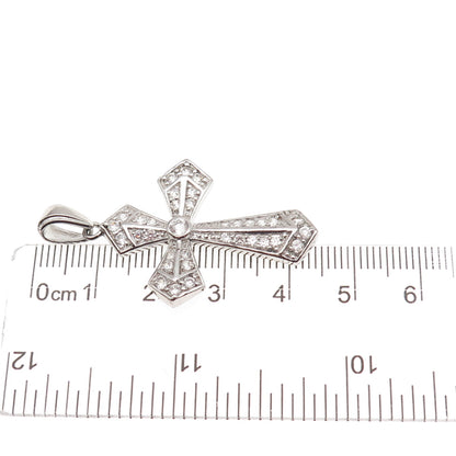 925 Sterling Silver Round-Cut C Z Cross Charm Pendant