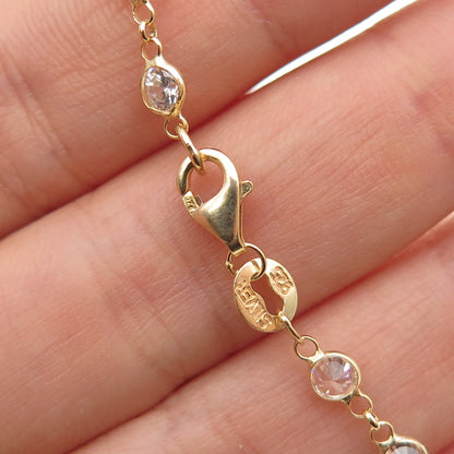 925 Sterling Silver Gold Plated Round-Cut C Z Bracelet 8.25"