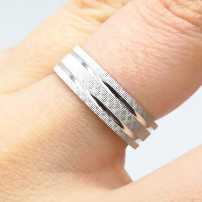 925 Sterling Silver Textured Band Ring Size 6.75