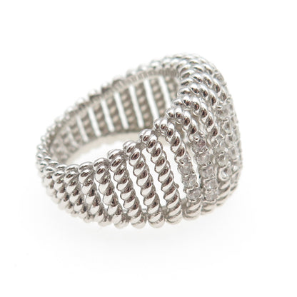 925 Sterling Silver Round-Cut C Z Ribbed Dome Ring Size 7.25