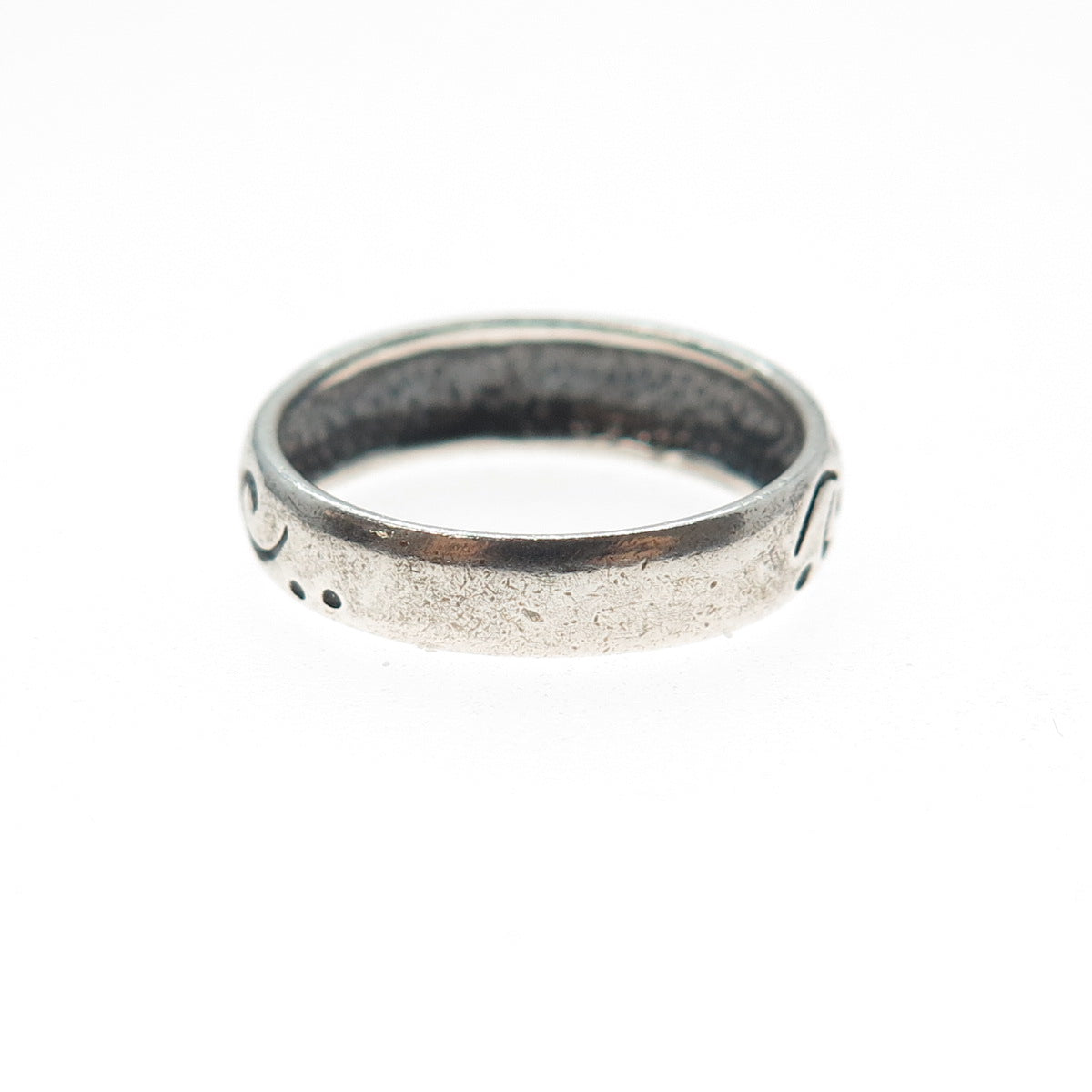 CHAPAL ZENRAY 925 Sterling Silver Vintage Wave Oxidized Band Ring Size 7.25