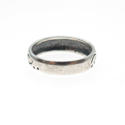 CHAPAL ZENRAY 925 Sterling Silver Vintage Wave Oxidized Band Ring Size 7.25