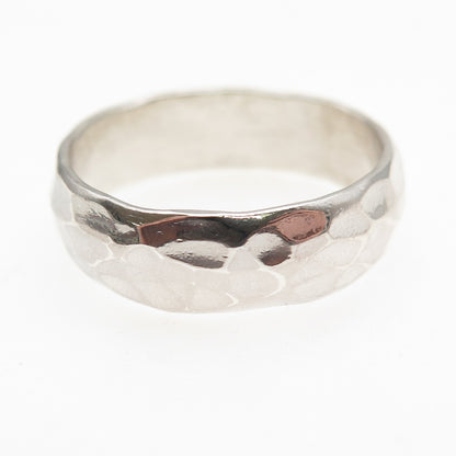 925 Sterling Silver Vintage Wedding Hammered Band Ring Size 11