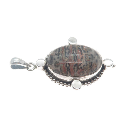 DOUG PAULUS 925 Sterling Silver Vintage Leopard Skin Jasper Granulated Pendant