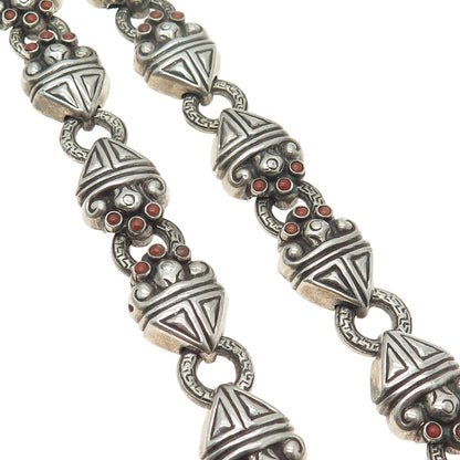 950 Silver Antique Real Coral Tribal Chain Necklace 20"