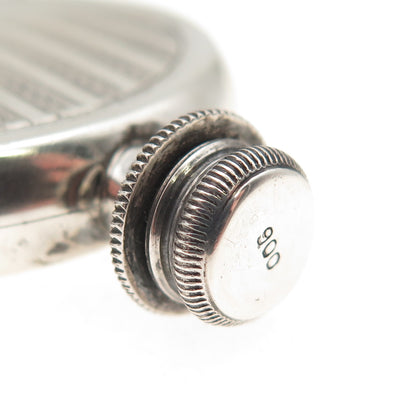 900 Silver Antique Art Deco Oxidized Round Perfume Bottle