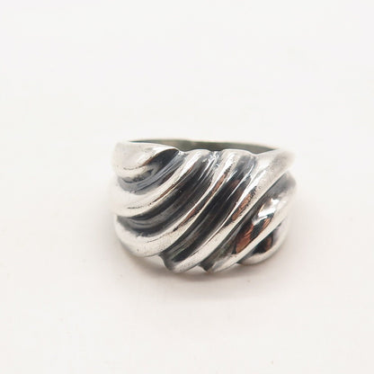 925 Sterling Silver Vintage Ribbed Ring Size 7.75