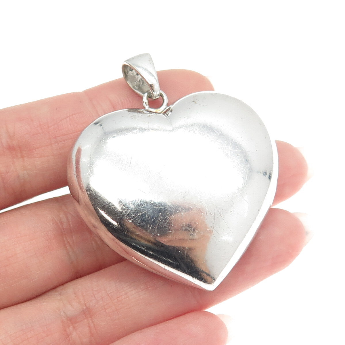 GIOIELLI DI VALENZA 925 Sterling Silver Vintage Italy Puffy Heart Pendant