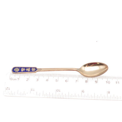 Egon Lauridsen 925 Sterling Rose Gold Plated Vintage Enamel Clover Coffee Spoon